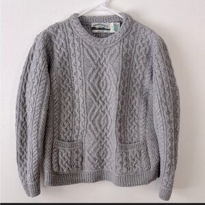 Aran Crafts Light Gray Merino Wool Sweater